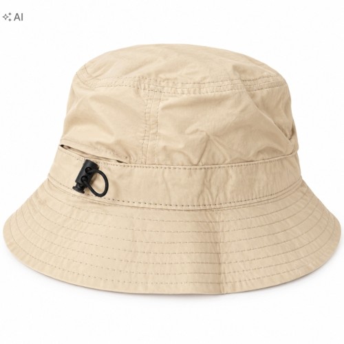 Kapelusz bucket beżowy regulowany ze sznurkiem rybak turystyczny unisex