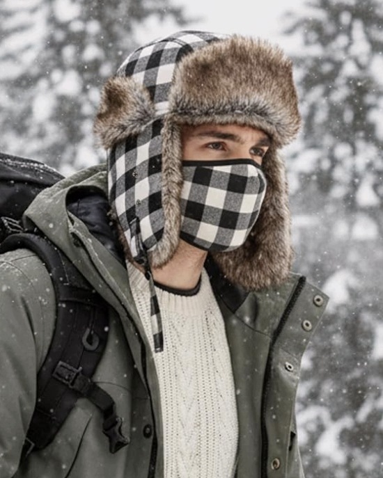 ZYLIOO Czapka Zimowa Uszatka 2XL 60-65 cm Futro + Maska na Twarz Unisex