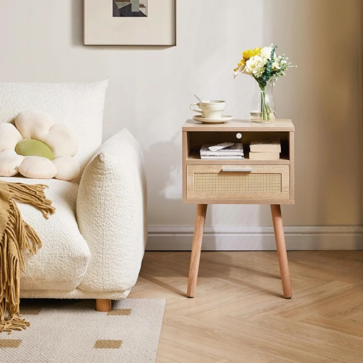 STOLIK NOCNY SZAFKA Z SZUFLADĄ STYLOWY WNS009N IBUYKE 60 cm