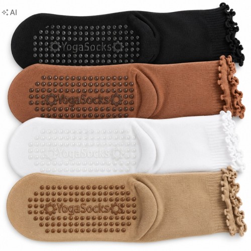 Skarpetki antypoślizgowe damskie Yoga Socks 4 pary do jogi pilatesu