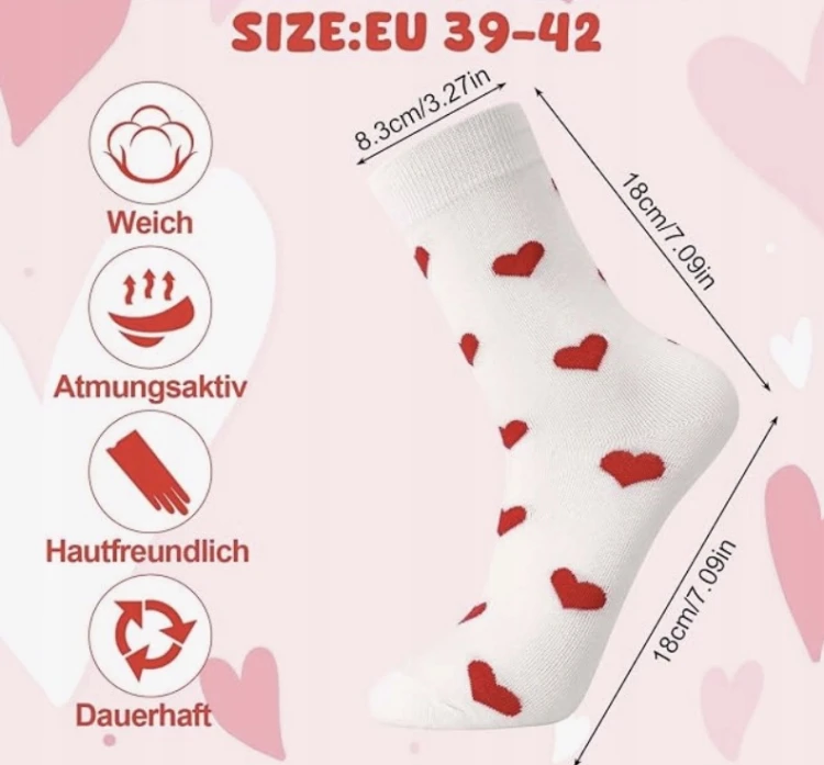 Skarpetki damskie w serduszka 4 pary bawełniane czarne białe 39-42