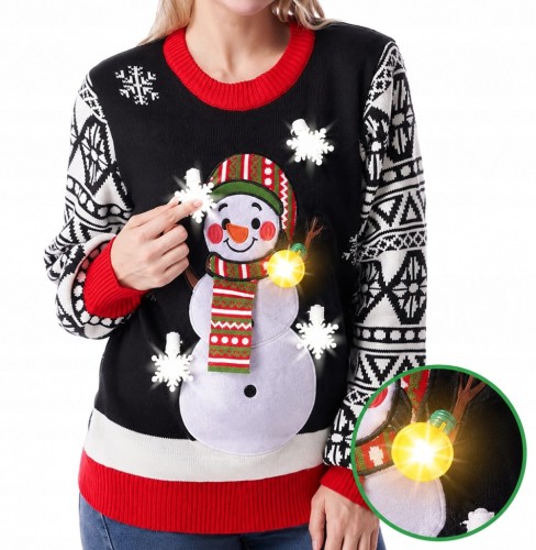 SWETER ŚWIĄTECZNY LED DAMSKI JOYIN BAŁWAN CIEPŁY MIĘKKI KOLOROWY ROZ XL