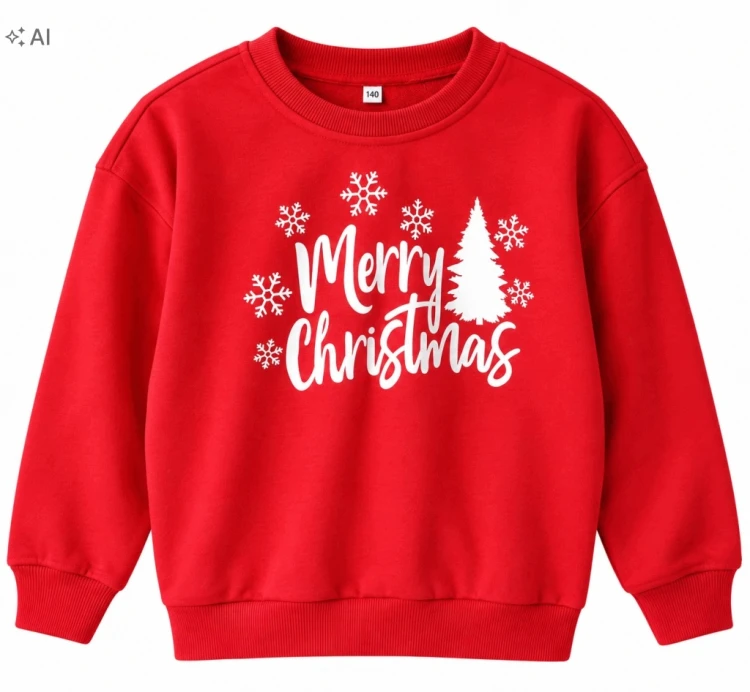 Dziecięca bluza świąteczna „Merry Christmas” – czerwona rozm. 140